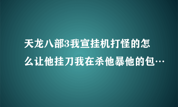 天龙八部3我宣挂机打怪的怎么让他挂刀我在杀他暴他的包…