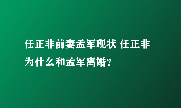 任正非前妻孟军现状 任正非为什么和孟军离婚？