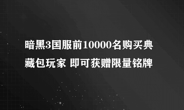 暗黑3国服前10000名购买典藏包玩家 即可获赠限量铭牌