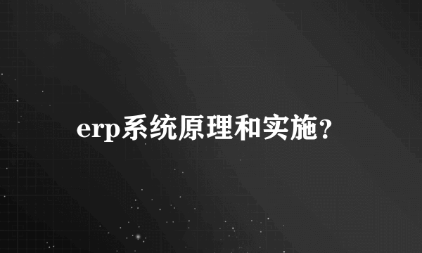 erp系统原理和实施？