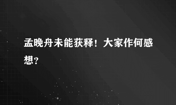 孟晚舟未能获释！大家作何感想？