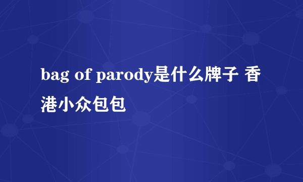 bag of parody是什么牌子 香港小众包包