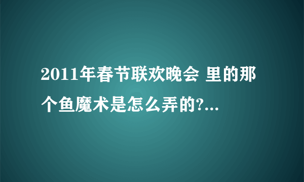 2011年春节联欢晚会 里的那个鱼魔术是怎么弄的? (伊哓豪寻求破解)