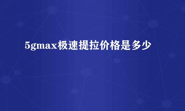 5gmax极速提拉价格是多少