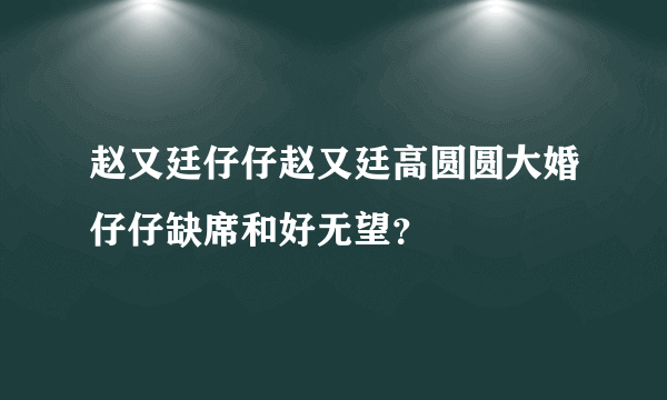 赵又廷仔仔赵又廷高圆圆大婚仔仔缺席和好无望？