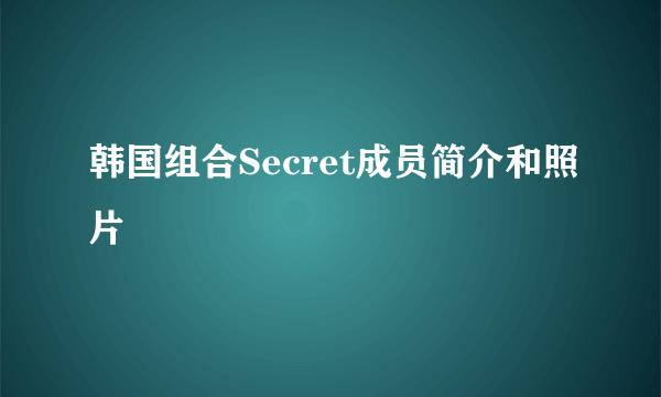 韩国组合Secret成员简介和照片