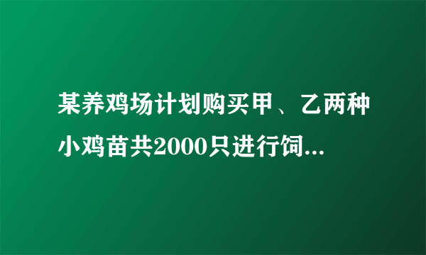 某养鸡场计划购买甲、乙两种小鸡苗共2000只进行饲养，己知甲种小鸡苗每只2元，乙种小鸡苗每只3元．若购买这批小鸡苗共用了4500元，求甲、乙两种小鸡苗各购买了多少只？若购买这批小鸡苗的钱不超过4700元，问应选购甲种小鸡苗至少多少只？