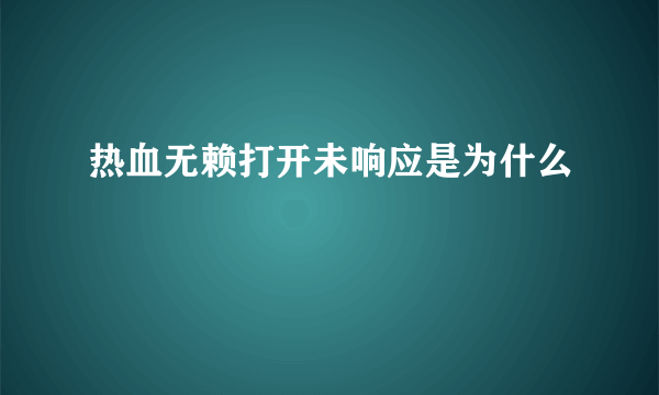 热血无赖打开未响应是为什么