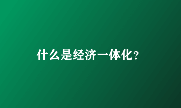 什么是经济一体化？