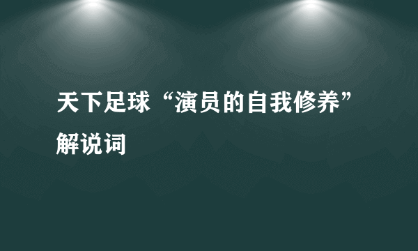 天下足球“演员的自我修养”解说词