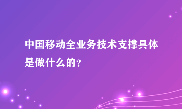 中国移动全业务技术支撑具体是做什么的？