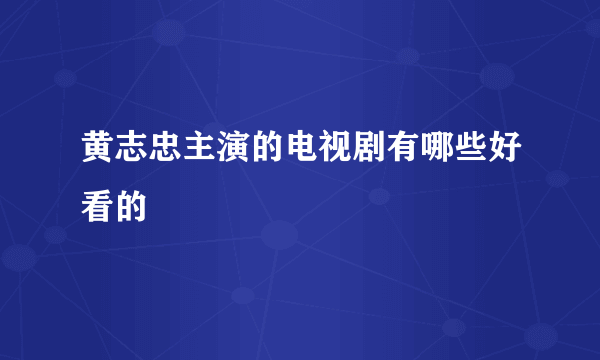 黄志忠主演的电视剧有哪些好看的