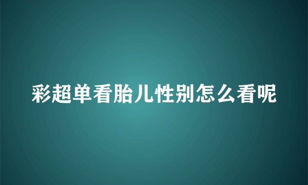 彩超单看胎儿性别怎么看呢