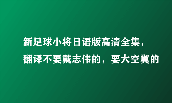 新足球小将日语版高清全集，翻译不要戴志伟的，要大空翼的