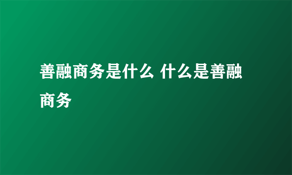 善融商务是什么 什么是善融商务