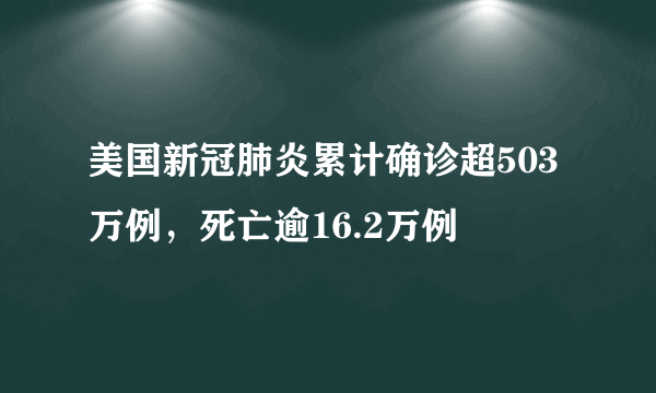 美国新冠肺炎累计确诊超503万例，死亡逾16.2万例