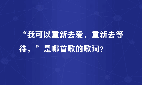 “我可以重新去爱，重新去等待，”是哪首歌的歌词？