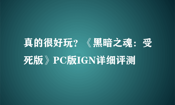 真的很好玩？《黑暗之魂：受死版》PC版IGN详细评测