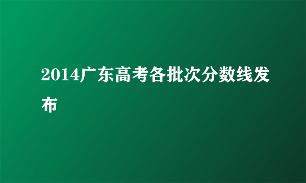 2014广东高考各批次分数线发布