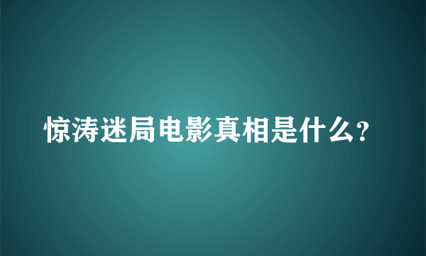 惊涛迷局电影真相是什么？