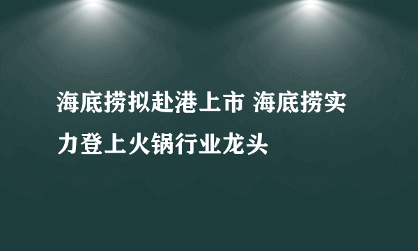 海底捞拟赴港上市 海底捞实力登上火锅行业龙头