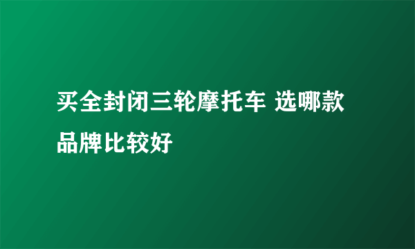 买全封闭三轮摩托车 选哪款品牌比较好