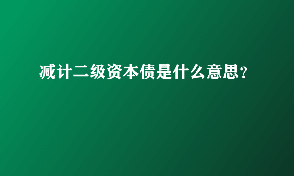 减计二级资本债是什么意思？