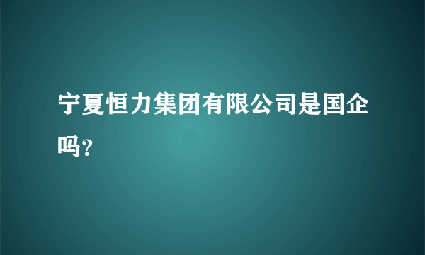 宁夏恒力集团有限公司是国企吗？