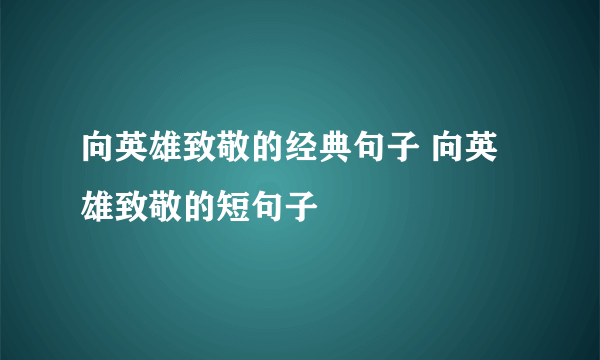 向英雄致敬的经典句子 向英雄致敬的短句子