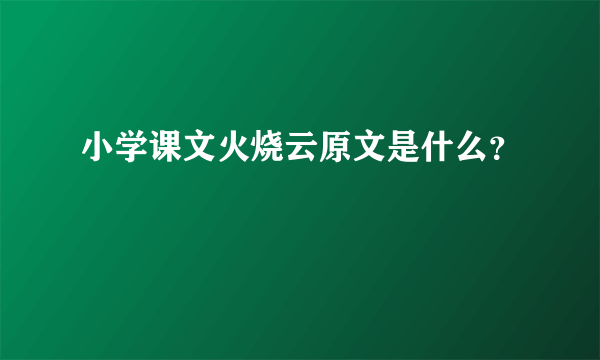 小学课文火烧云原文是什么？