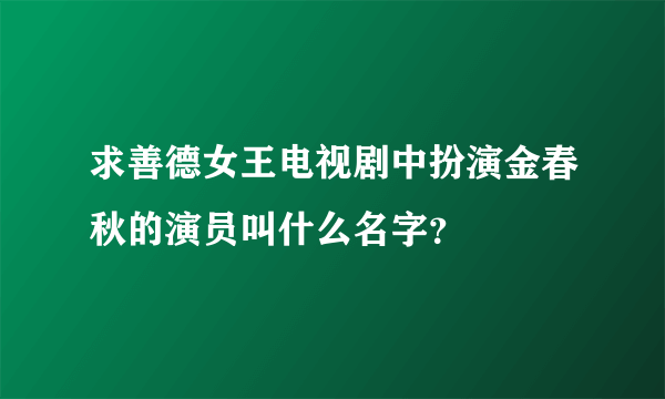 求善德女王电视剧中扮演金春秋的演员叫什么名字？