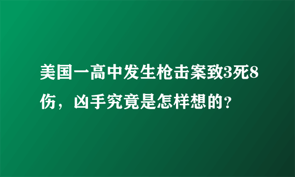 美国一高中发生枪击案致3死8伤，凶手究竟是怎样想的？