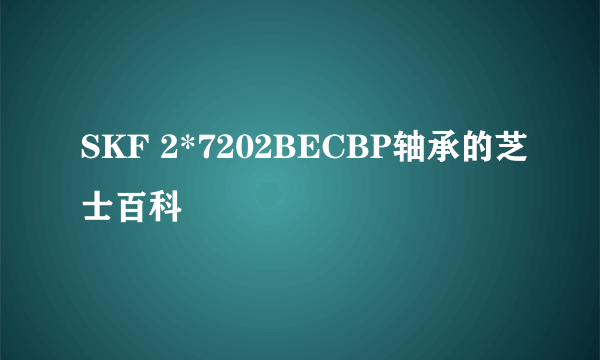 SKF 2*7202BECBP轴承的芝士百科