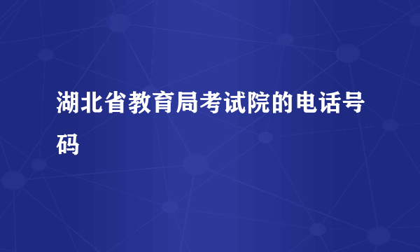 湖北省教育局考试院的电话号码