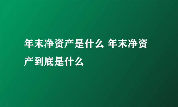 年末净资产是什么 年末净资产到底是什么