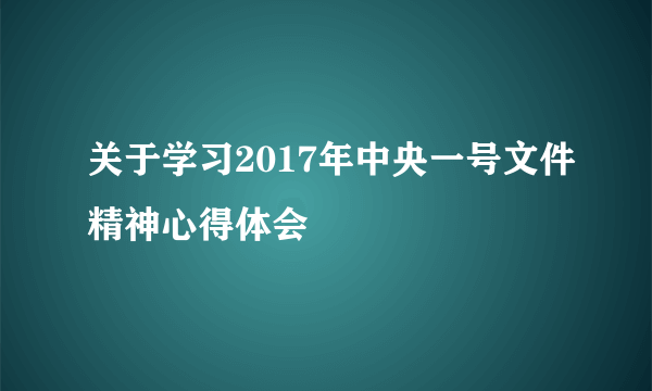 关于学习2017年中央一号文件精神心得体会