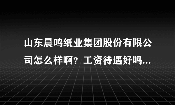 山东晨鸣纸业集团股份有限公司怎么样啊？工资待遇好吗？谁在那里干啊我们聊聊？