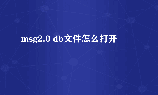 msg2.0 db文件怎么打开