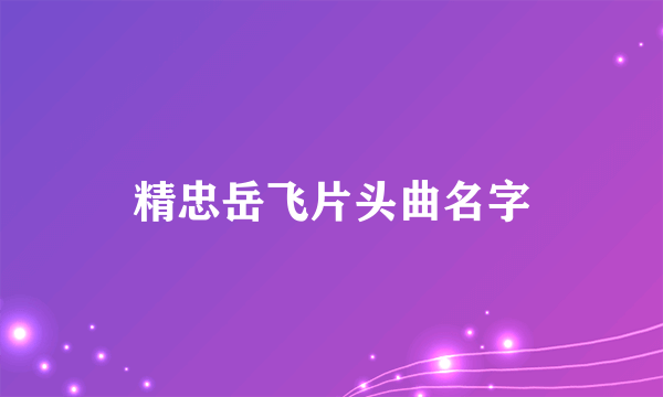 精忠岳飞片头曲名字