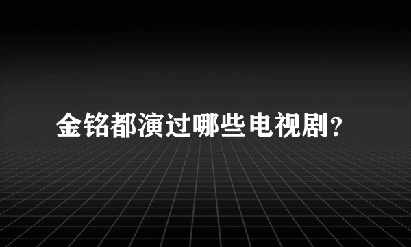 金铭都演过哪些电视剧？