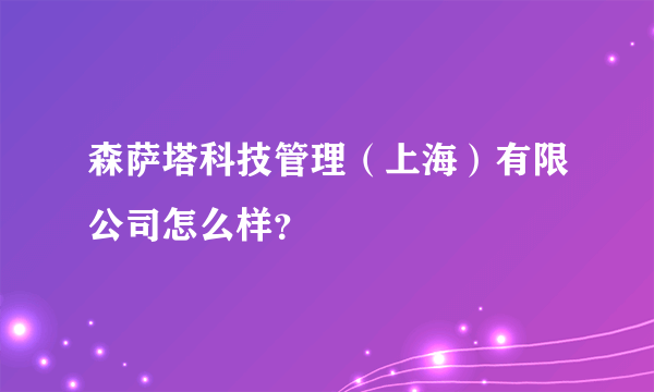 森萨塔科技管理（上海）有限公司怎么样？