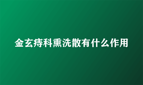 金玄痔科熏洗散有什么作用