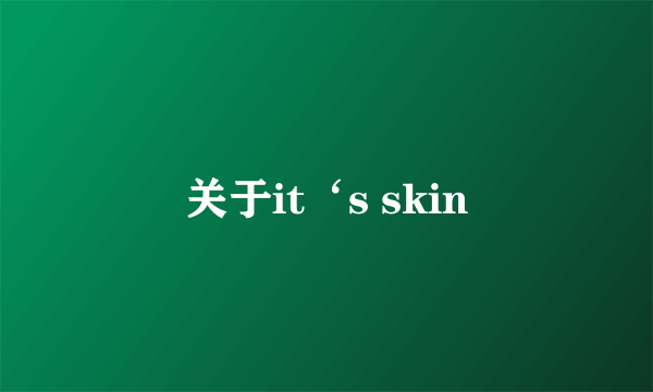 关于it‘s skin