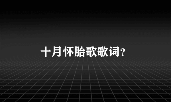 十月怀胎歌歌词？