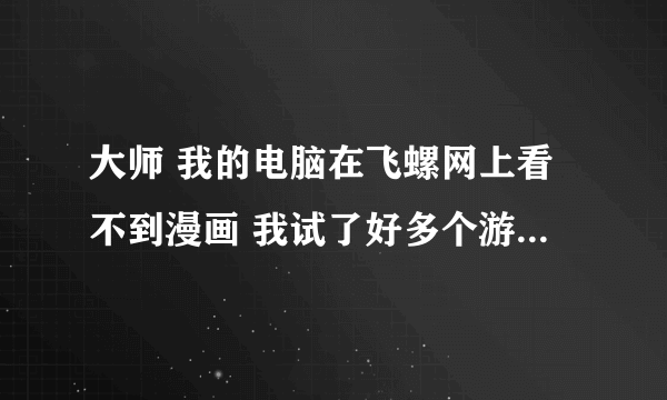 大师 我的电脑在飞螺网上看不到漫画 我试了好多个游览器 还是不行 不知道是不是IE设置问题