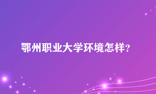 鄂州职业大学环境怎样？