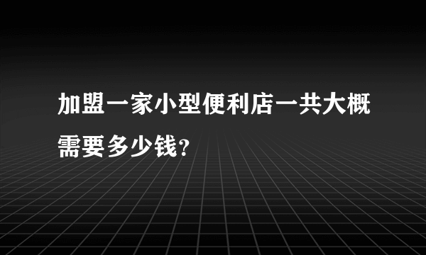 加盟一家小型便利店一共大概需要多少钱？