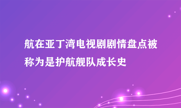 航在亚丁湾电视剧剧情盘点被称为是护航舰队成长史