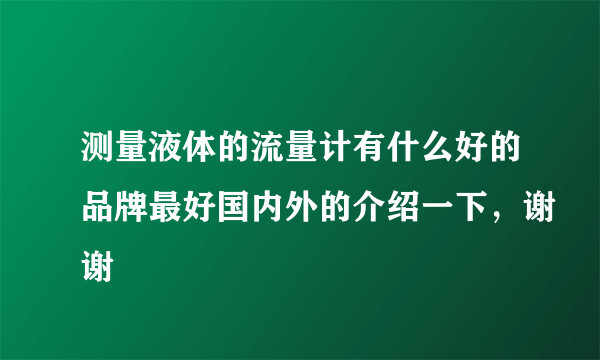 测量液体的流量计有什么好的品牌最好国内外的介绍一下，谢谢