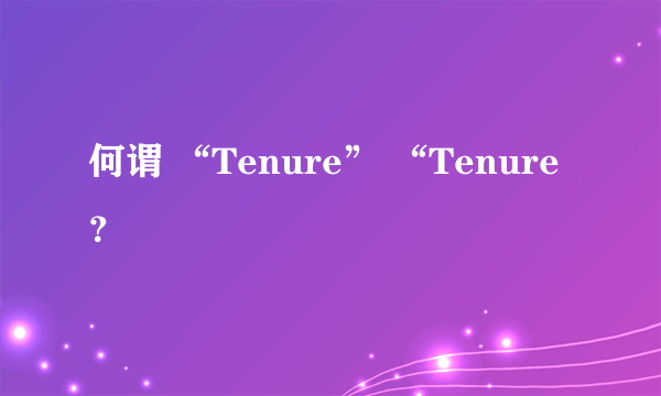 何谓 “Tenure” “Tenure？